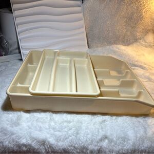 Vintage Rubbermaid 0521 - 0522 Silverware Trays Almond Color 7 Slots 4 Slots